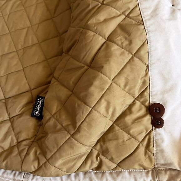 Vintage LL Bean Women’s Barn Coat Jacket Size Medium Tan Quilted Insulated 0WY28 - Picture 8 of 10